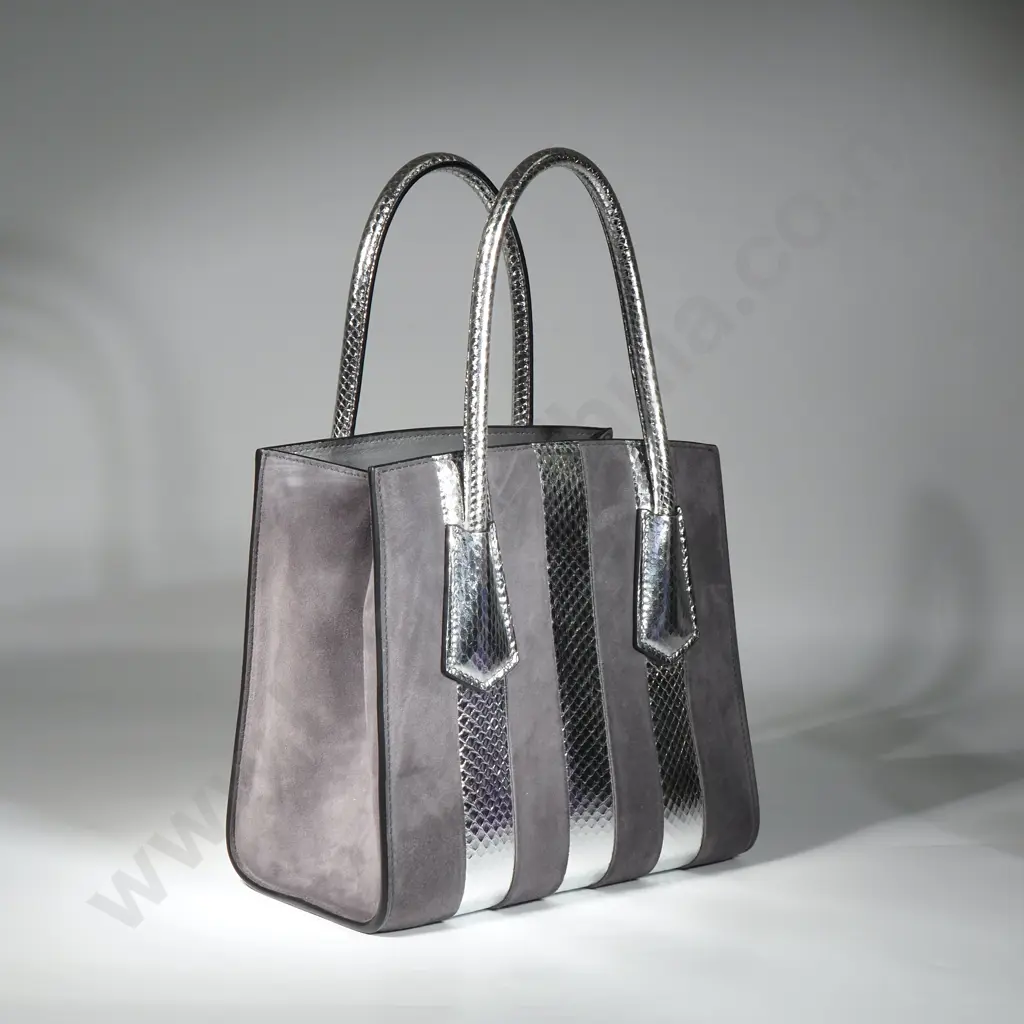 PRADA Suede & Metallic Snakeskin Handbag Image 1++