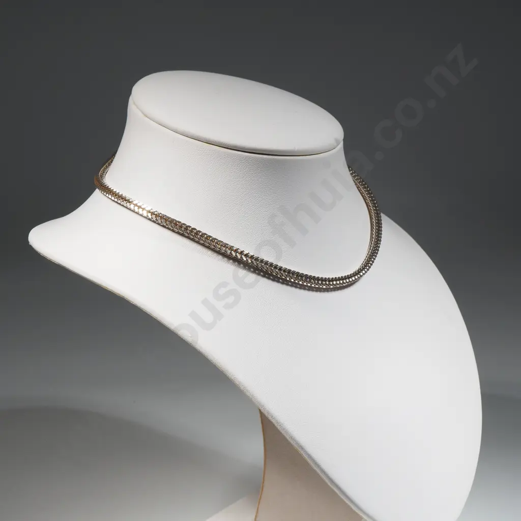 Sterling Silver Square Herringbone Necklace  Image 1++