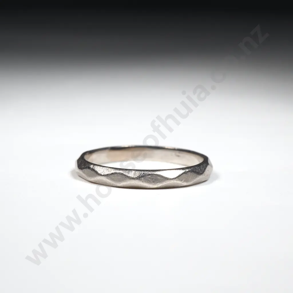 Faceted Platinum  Wedding Band. Image 1++