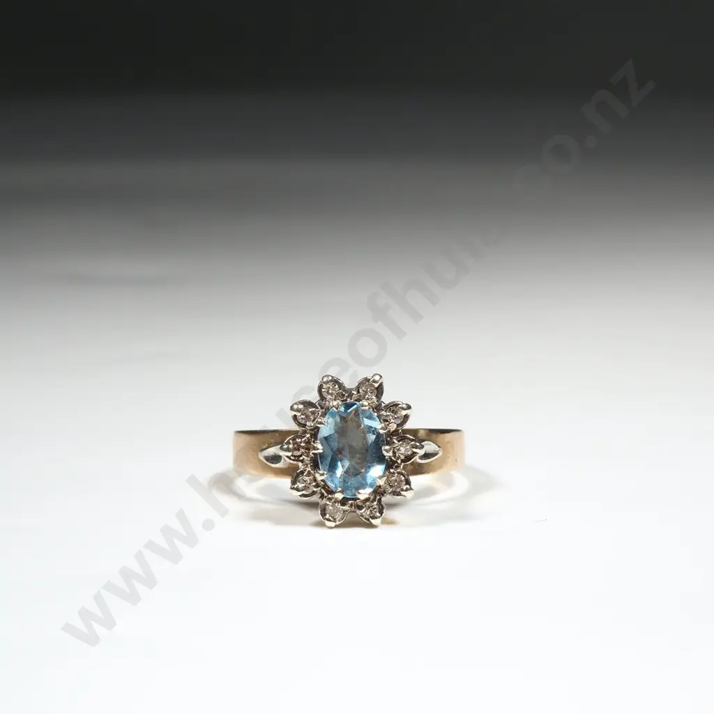9ct Gold Blue Stone Ring Image 1++