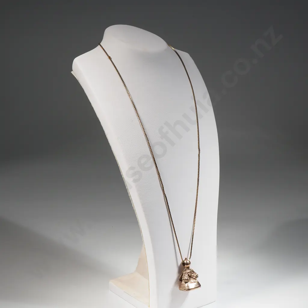 Vintage Gold Plate Seal With Gilt Sterling Silver Chain  Image 1++