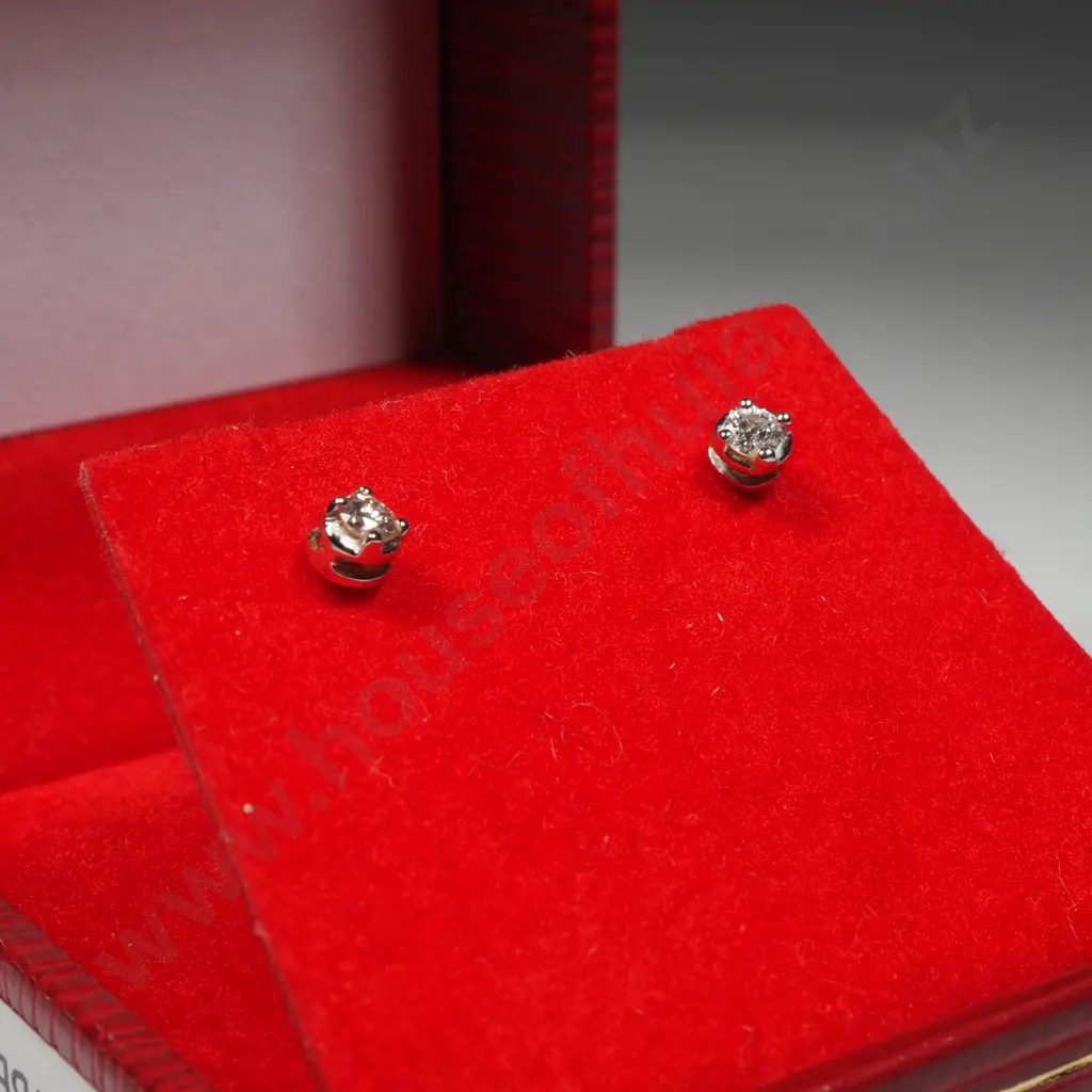 Pair of 18ct White Gold & Diamond Stud Earrings. Diamond Weight  0.05 ct Image 1++
