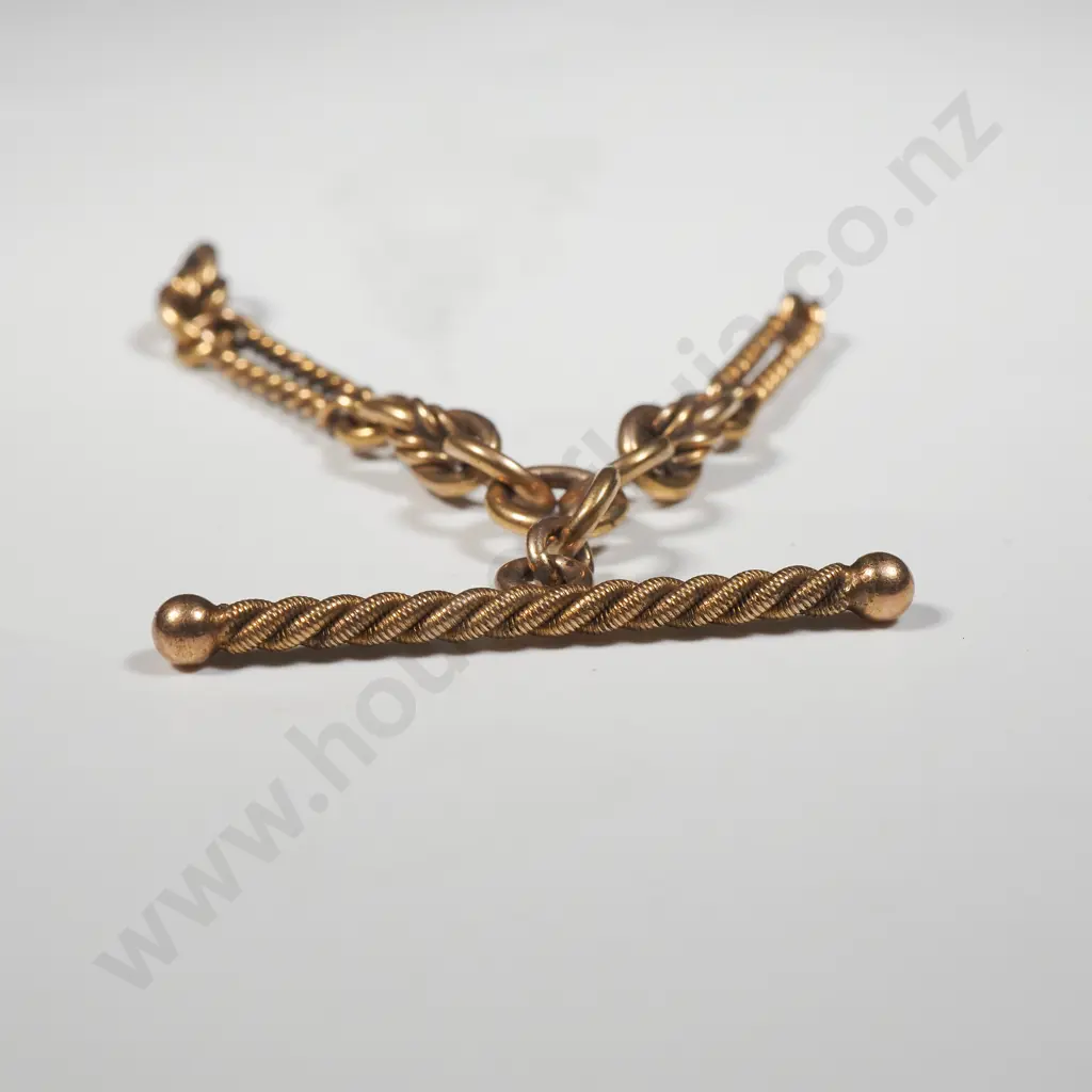 Antique 15ct Gold Fancy Link Chain Section w 33mm T Bar Image 1++