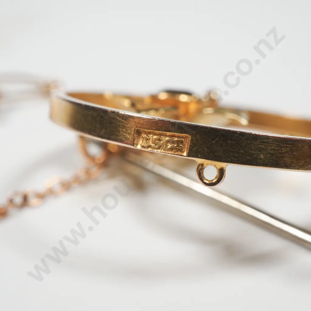 15ct Gold Aquamarine Flower Brooch Image 1++