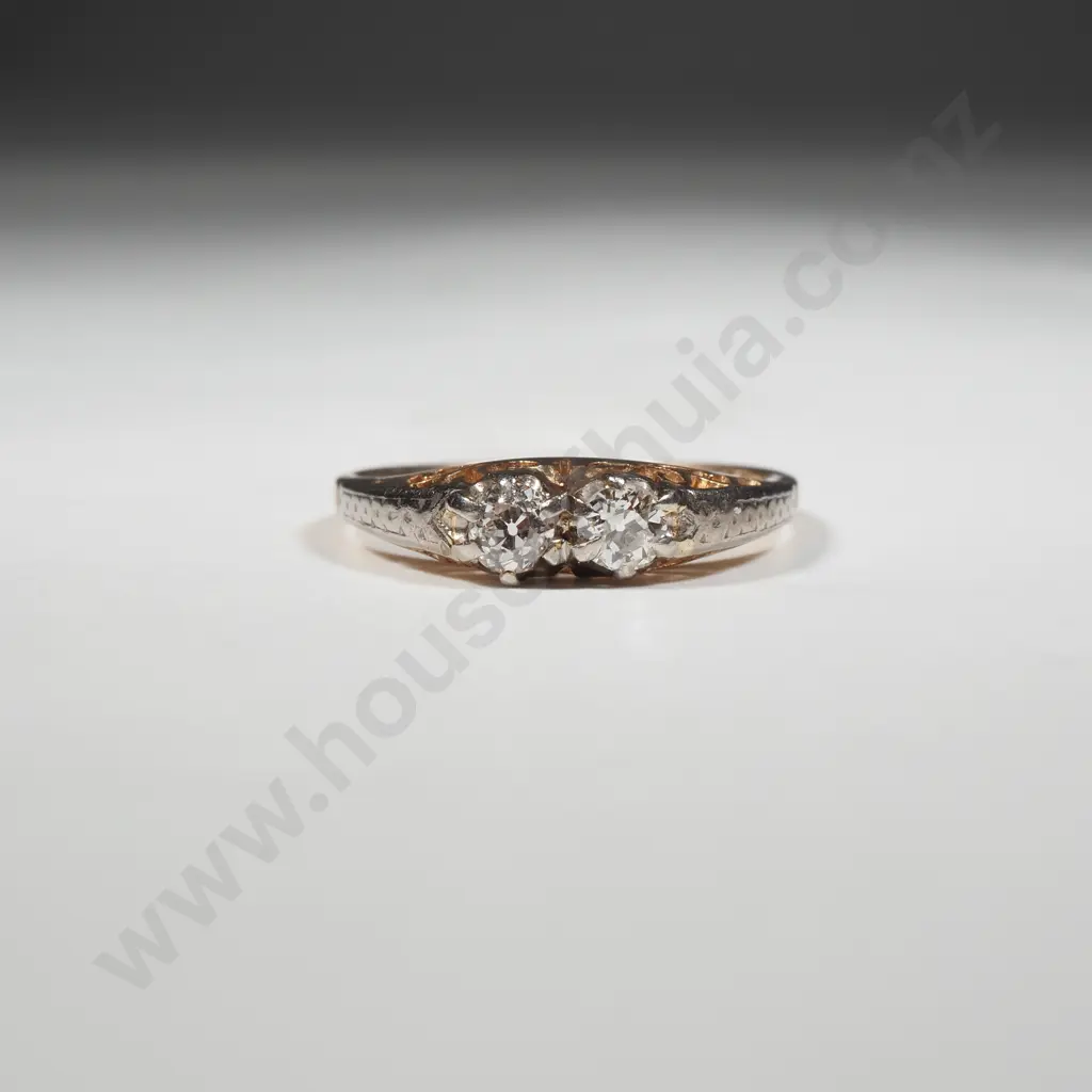 18ct Gold Two Diamond Ring Image 1++