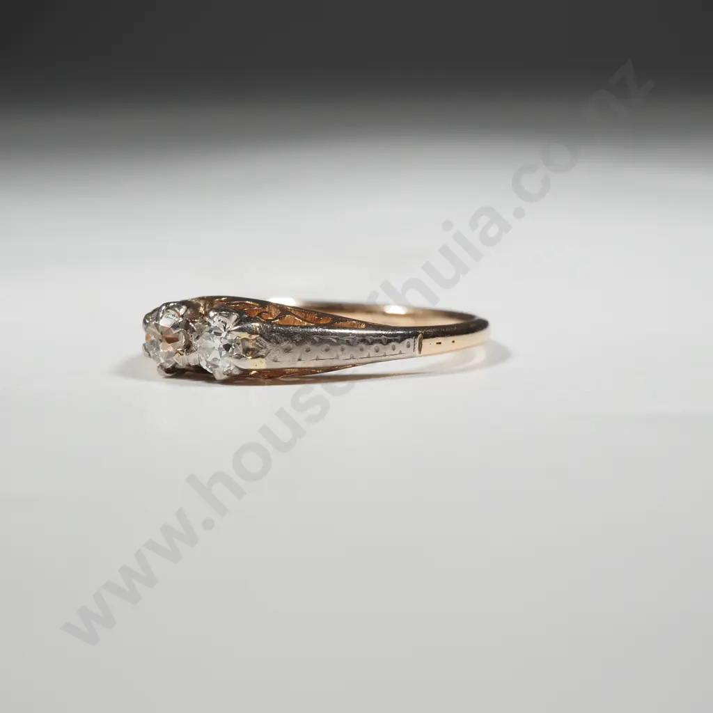 18ct Gold Two Diamond Ring Image 1++