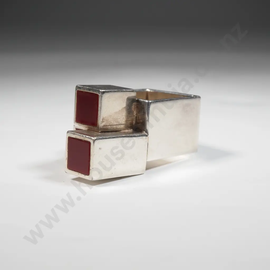 Vintage Jose Bribiesca Chrome & Acrylic Cubist Ring Image 1++