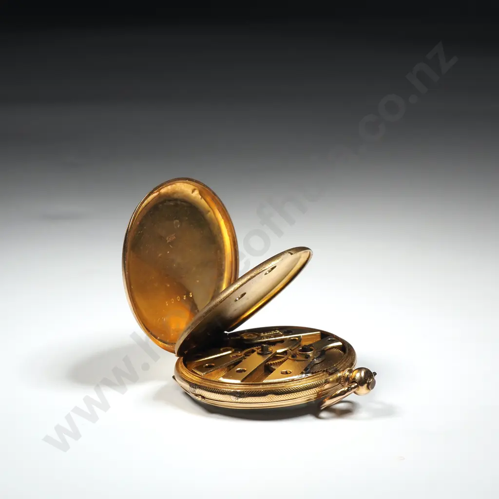 18ct Gold Half Hunters Ladies Watch with Engraved Dial & Pocket Watch Spider Key Image 1++