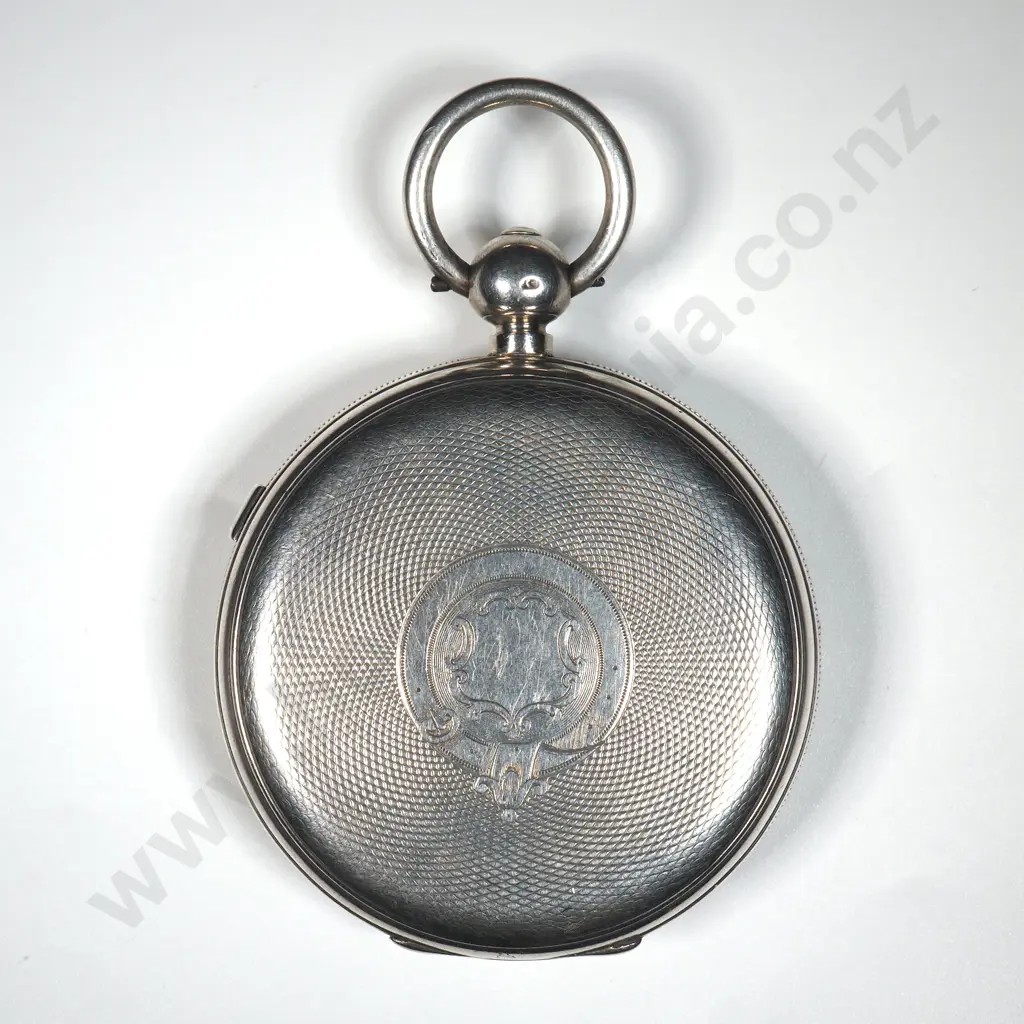 Antique Sterling Silver Open Face Pocket Watch/Chronograph  By Charles J Hill London w Engine Turned Decoration Image 1++
