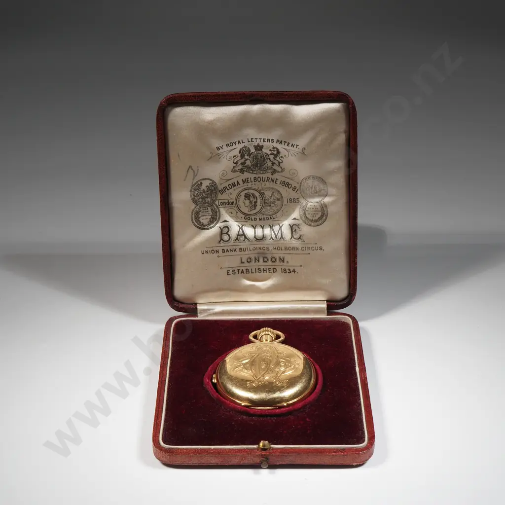 Exceptional Cased 18ct Gold Hunter Pocket Watch Chronometer By Baume London Image 1++