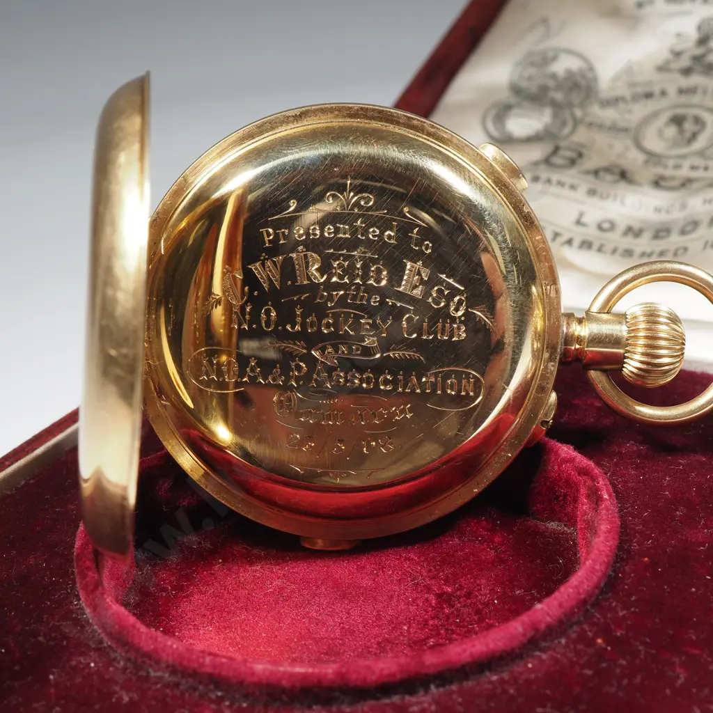 Exceptional Cased 18ct Gold Hunter Pocket Watch Chronometer By Baume London Image 1++