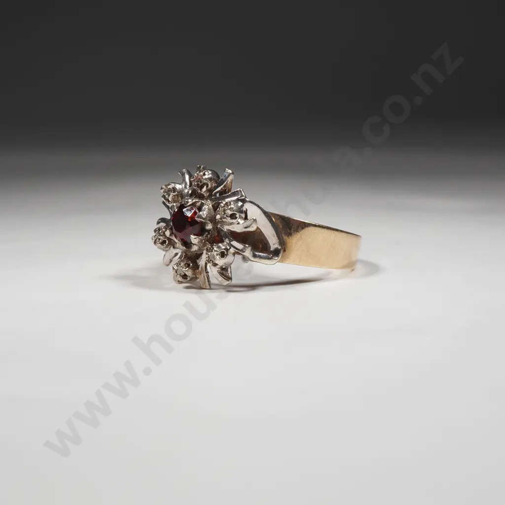 9ct Gold Red Gem Ring Image 1++