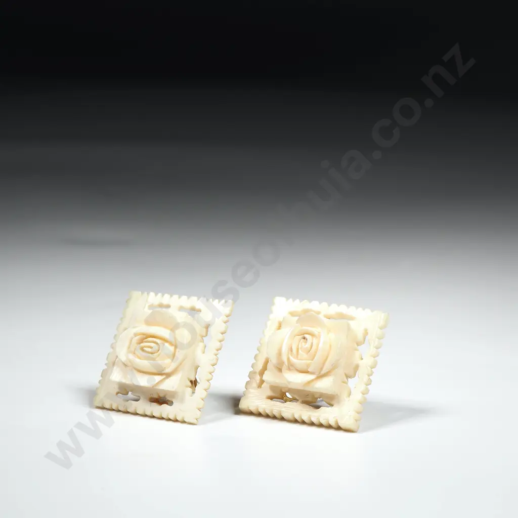 Carved Bone Earrings Image 1++