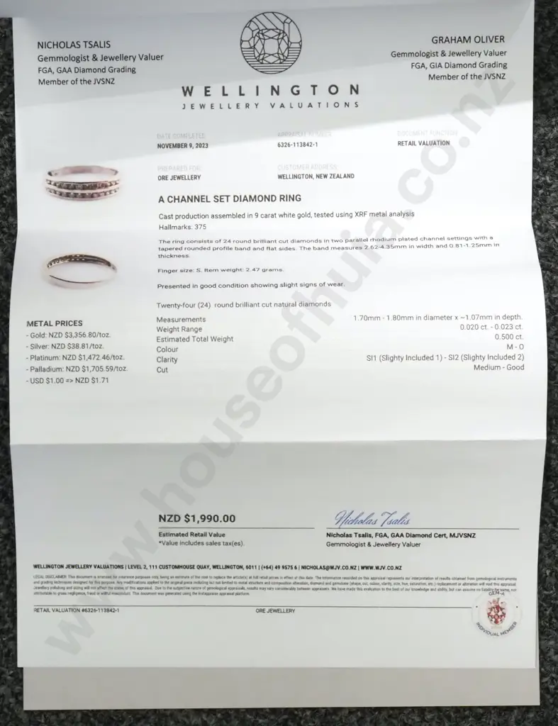 9ct White Gold Channel Set Diamond Ring - Evaluation of $1990.00 Image 1++