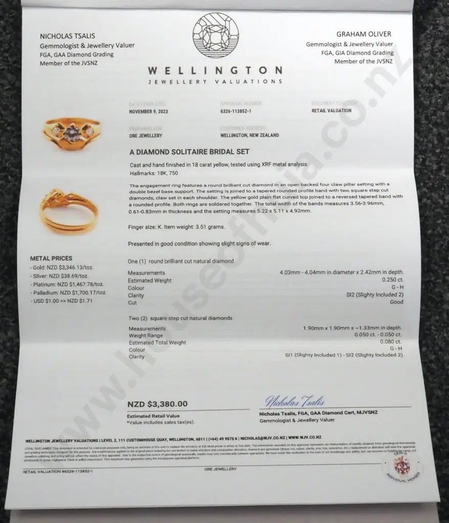 18ct Yellow Gold Diamond Solitaire Bridal Set- Evaluation of $3,380 Image 1++