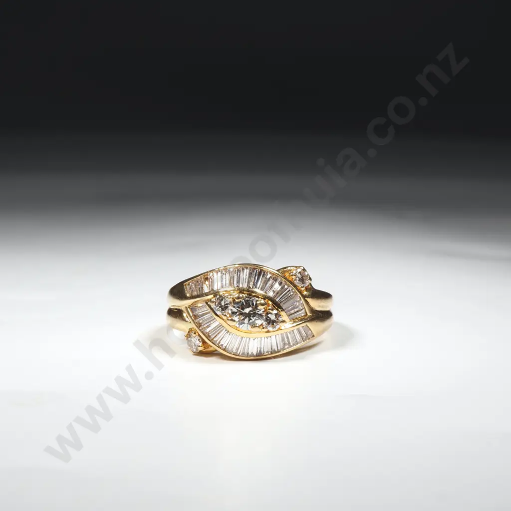 18ct Gold Diamond Crossover Ring Valued at $7,395.00 Image 1++