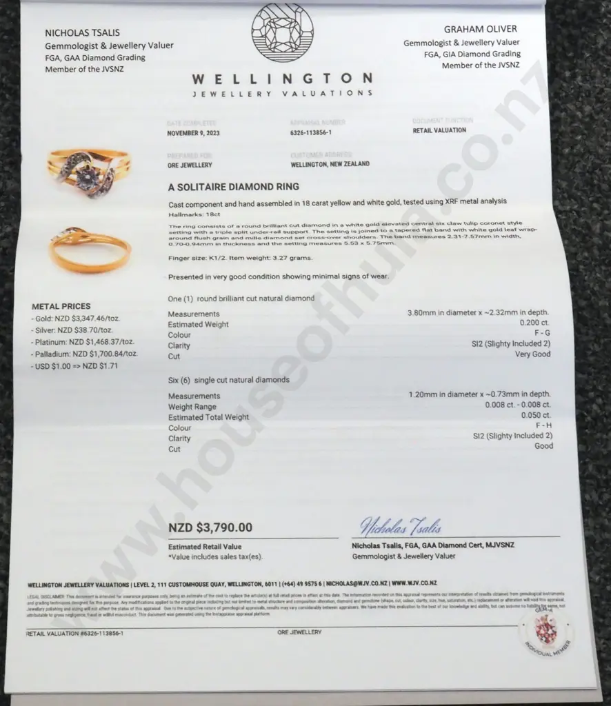 18ct Gold Solitaire Diamond Ring- Evaluation of $3,790 Image 1++