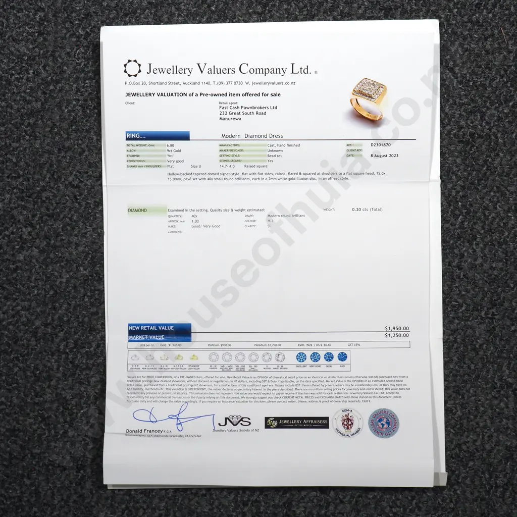 9ct Gold Diamond Illusion Set Ring Valued at $1,950.00 Image 1++