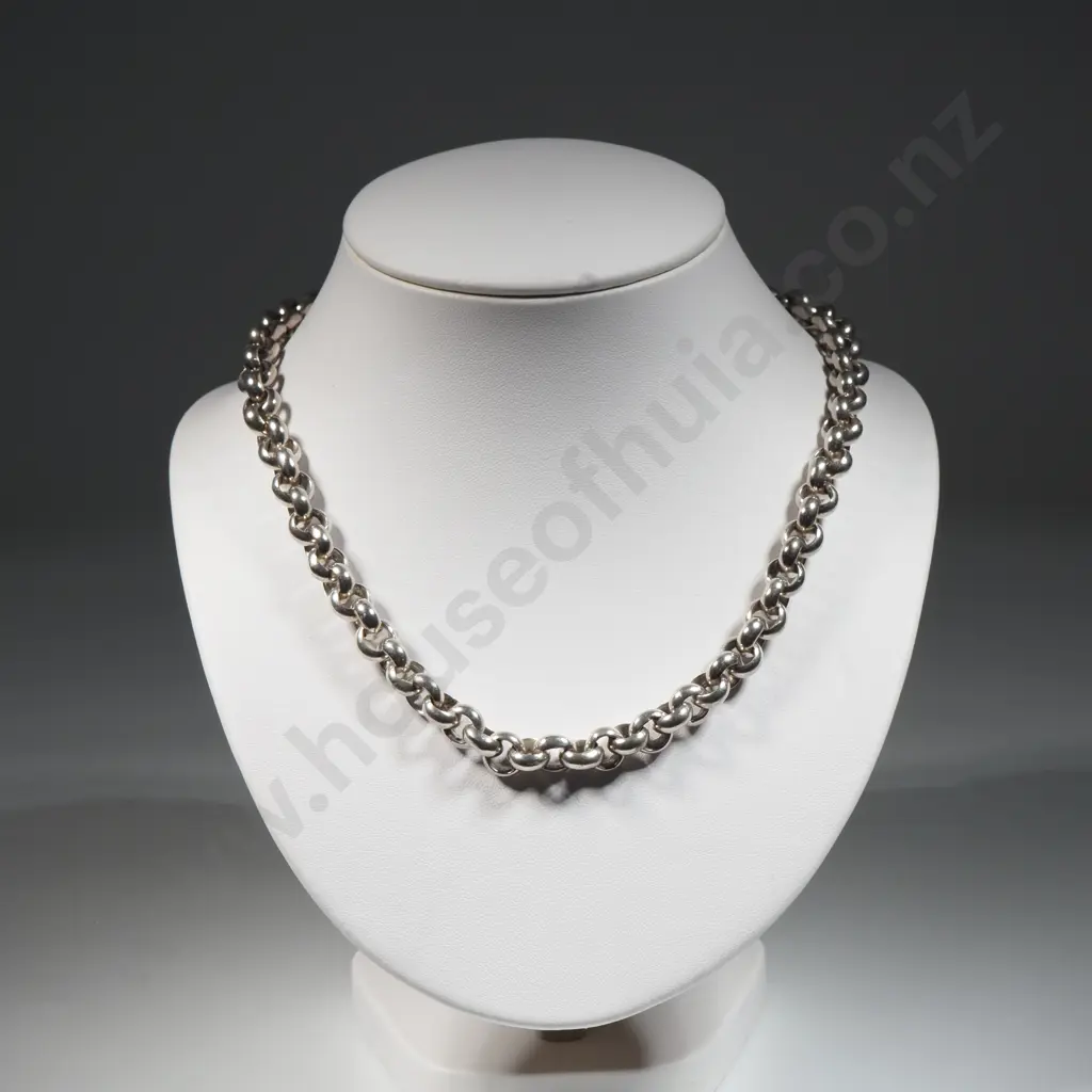 Sterling Silver Chain Link Choker Necklace  Image 1++