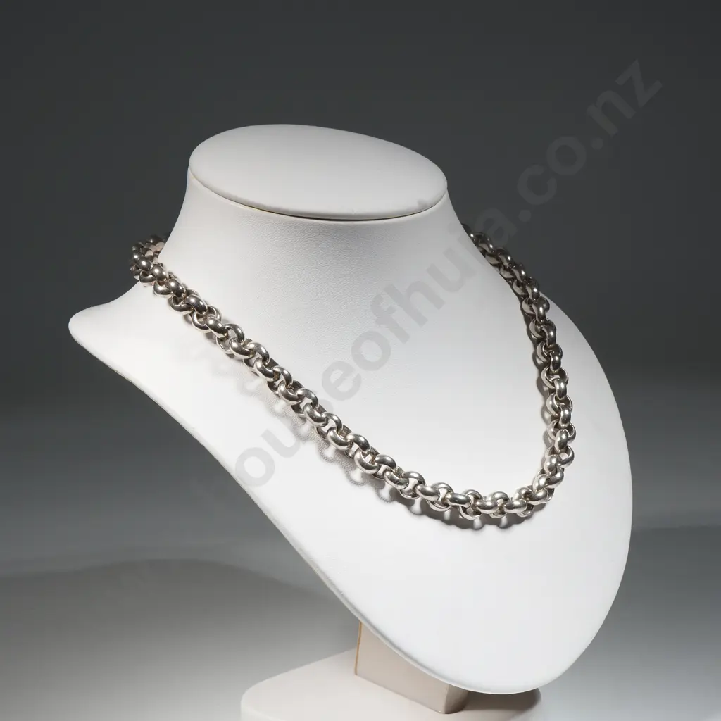Sterling Silver Chain Link Choker Necklace  Image 1++