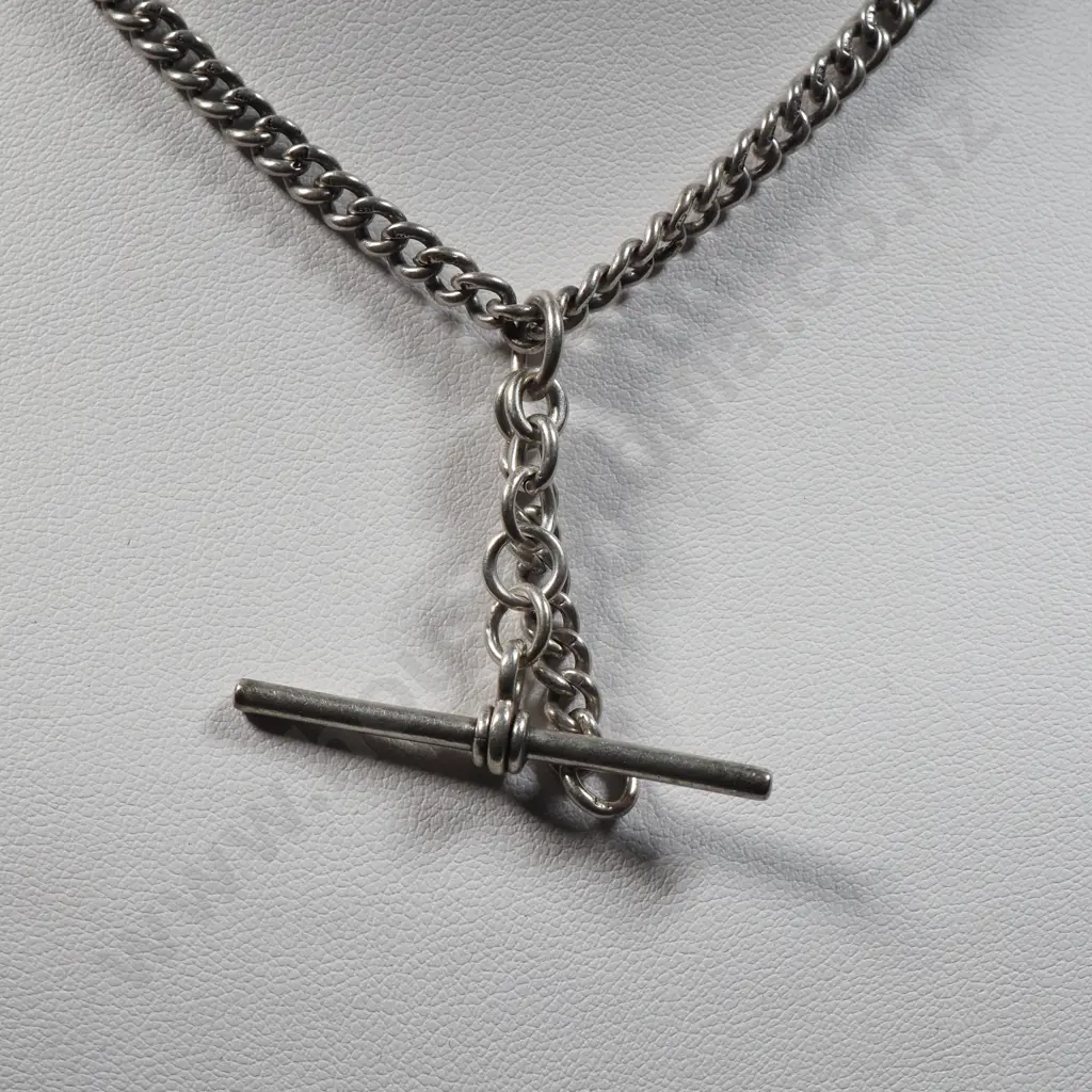 Sterling Silver Fob Chain with T Bar Image 1++