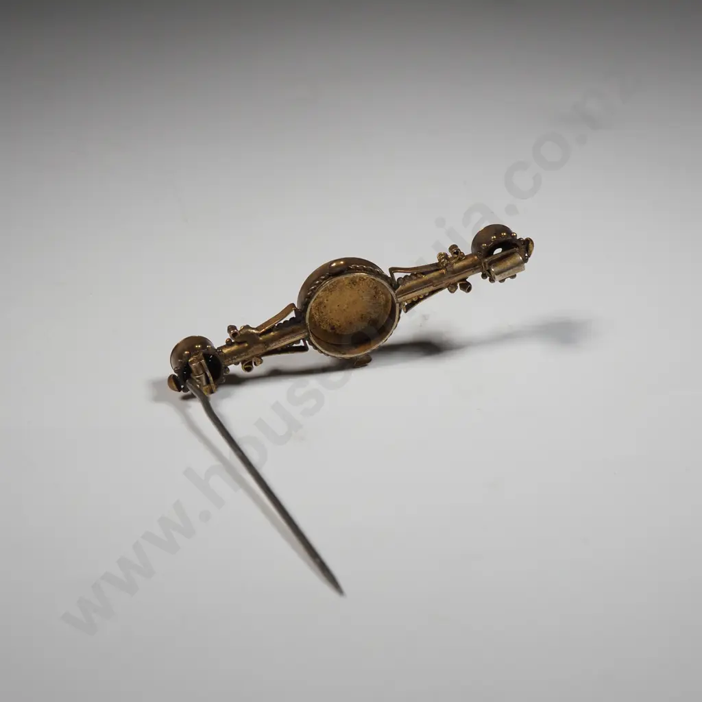 Colonial Gilded Brooch w Gold Bearing Quartz Centre Image 1++