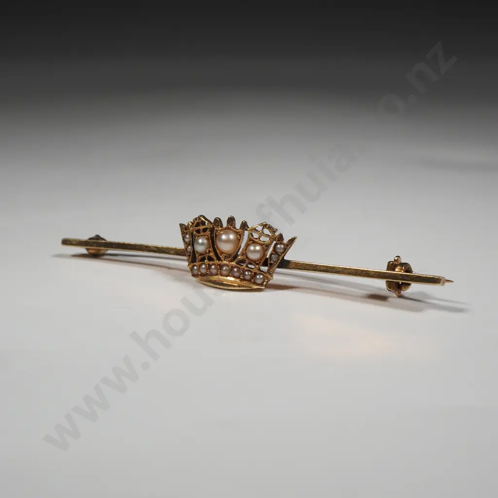 9ct Gold Merchant Navy Seed Pearl Brooch Image 1++