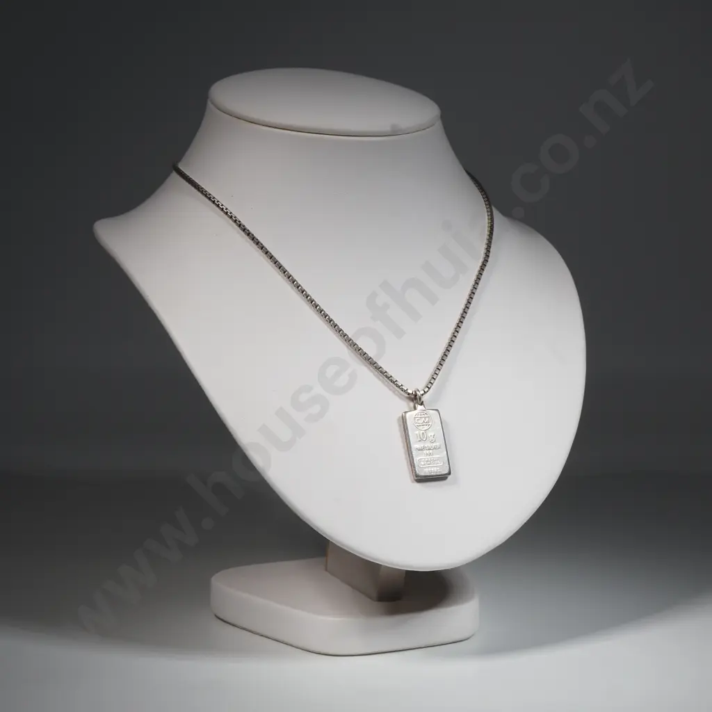 Sterling Silver & Box Link Necklace Pendant Image 1++