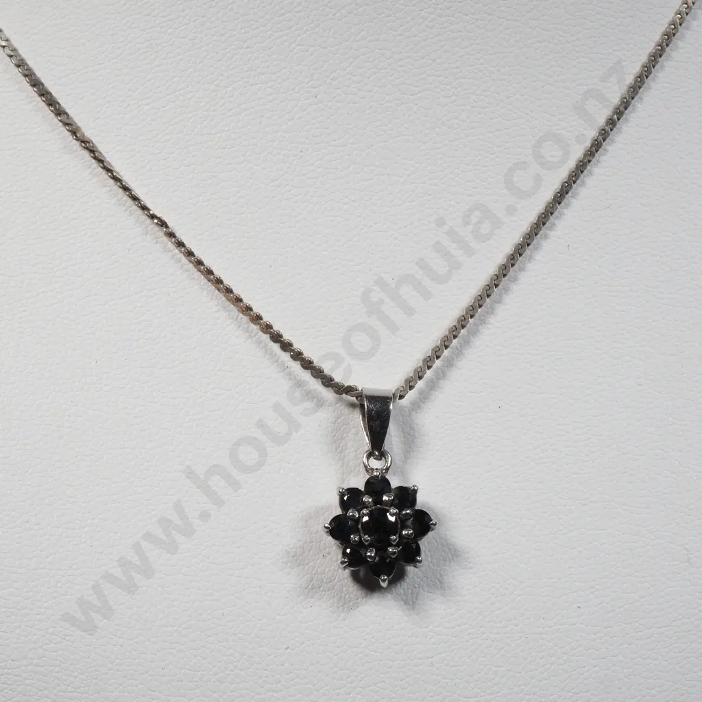 Sterling Silver Sapphire Necklace  Image 1++