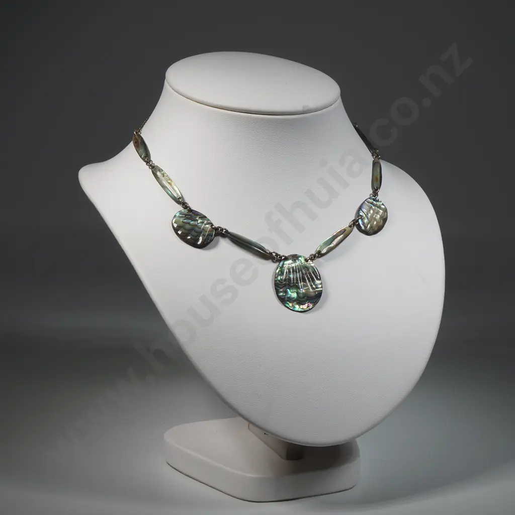 Vintage Sterling Silver & Paua Necklace Image 1++