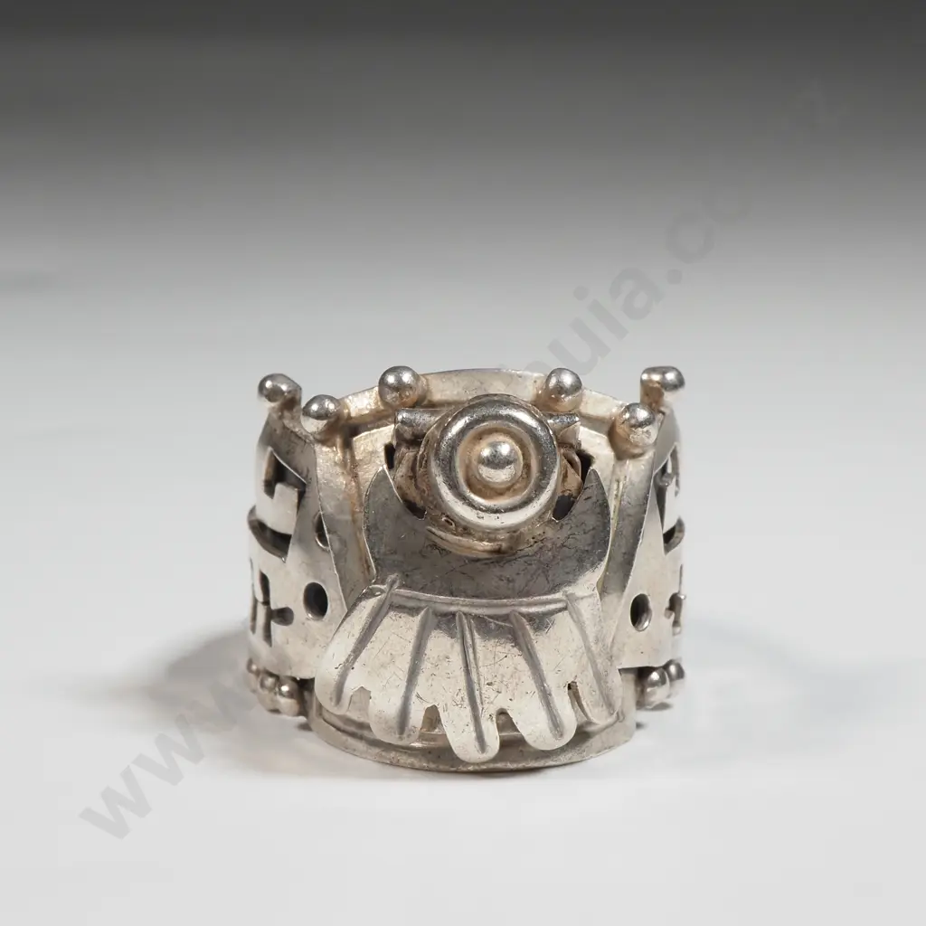 Sterling Silver  Mayan Aztec Mexican Poison Ring  Image 1++