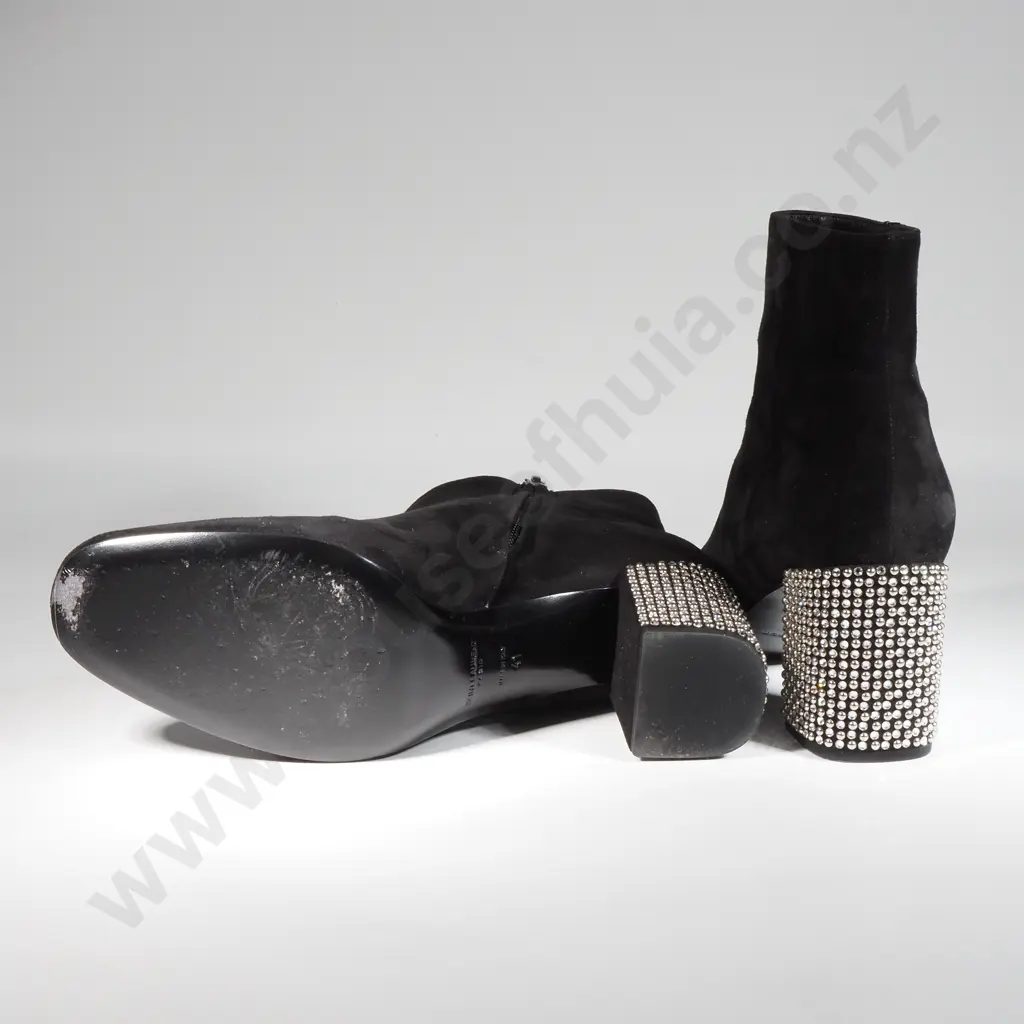 SAINT LAURENT Suede Embellished Hell Boot (41) Image 1++