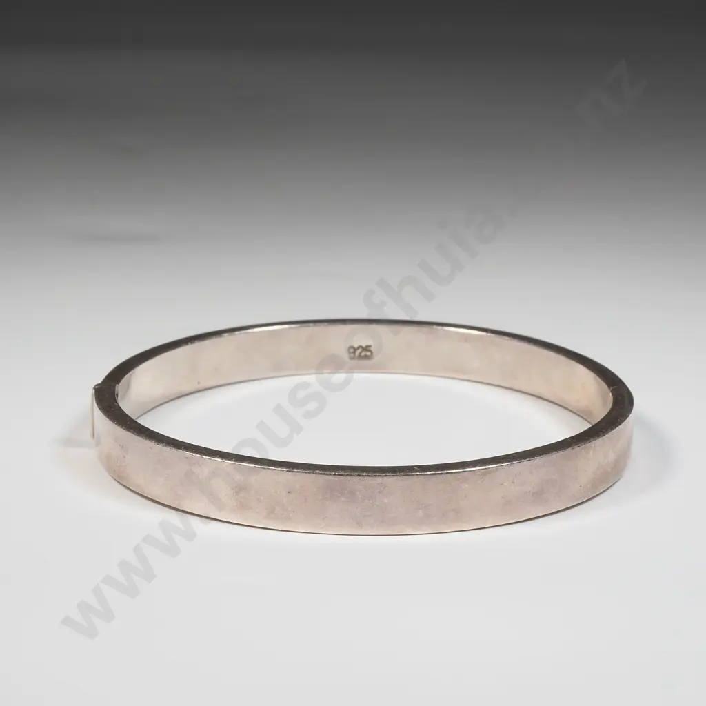 Sterling Silver Plain Hinged Bracelet Image 1++