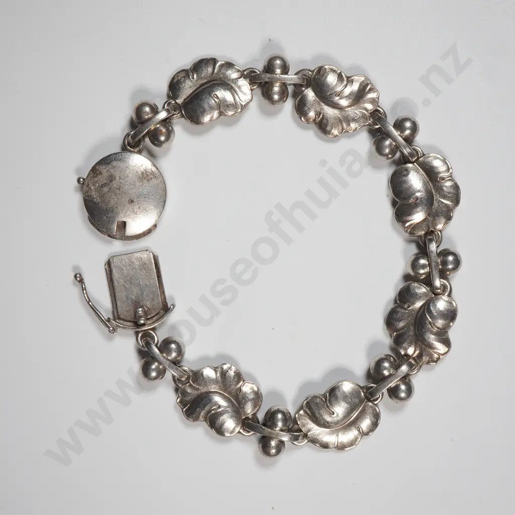 Georg Jensen Sterling Silver Bracelet with Foliate Decoration. L 190mm  Image 1++