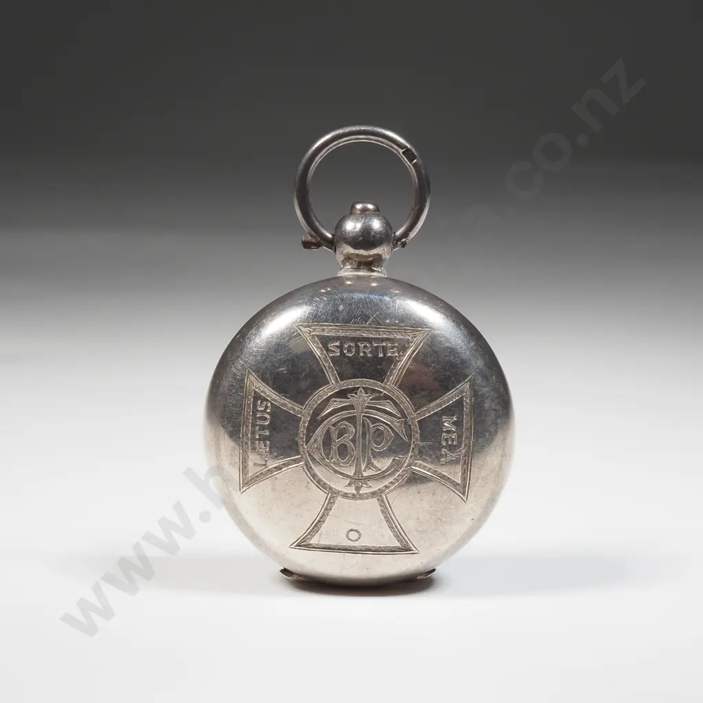 Sterling Silver Sovereign Case Featuring a Cross Design with The Initial BPC to Centre.  Image 1++