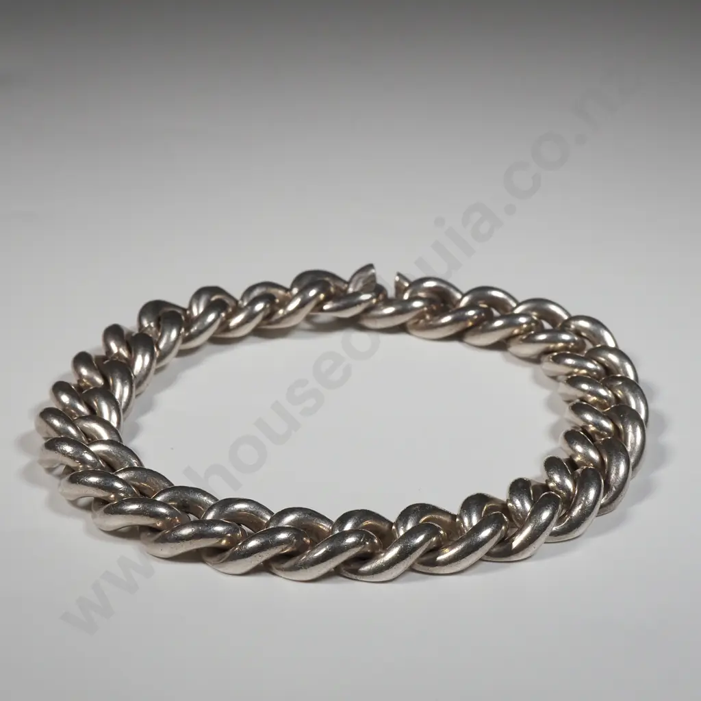 Sterling Silver Flat Chain Link Bracelet Image 1++