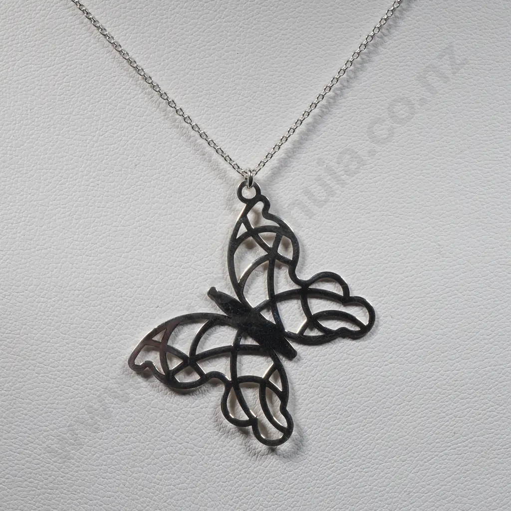 Sterling Silver Butterfly Necklace / Pendant Image 1++