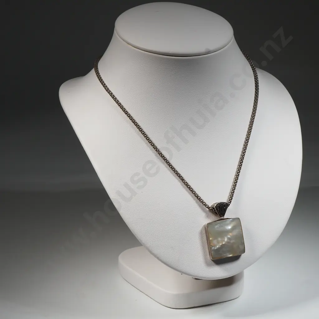 Sterling Silver Mother Of Pearl with Popcorn Chain Image 1++