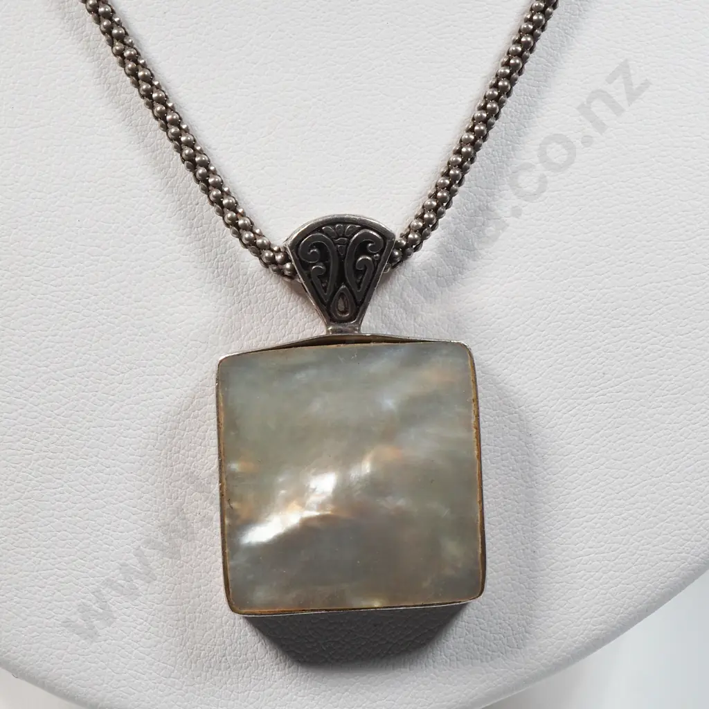 Sterling Silver Mother Of Pearl with Popcorn Chain Image 1++