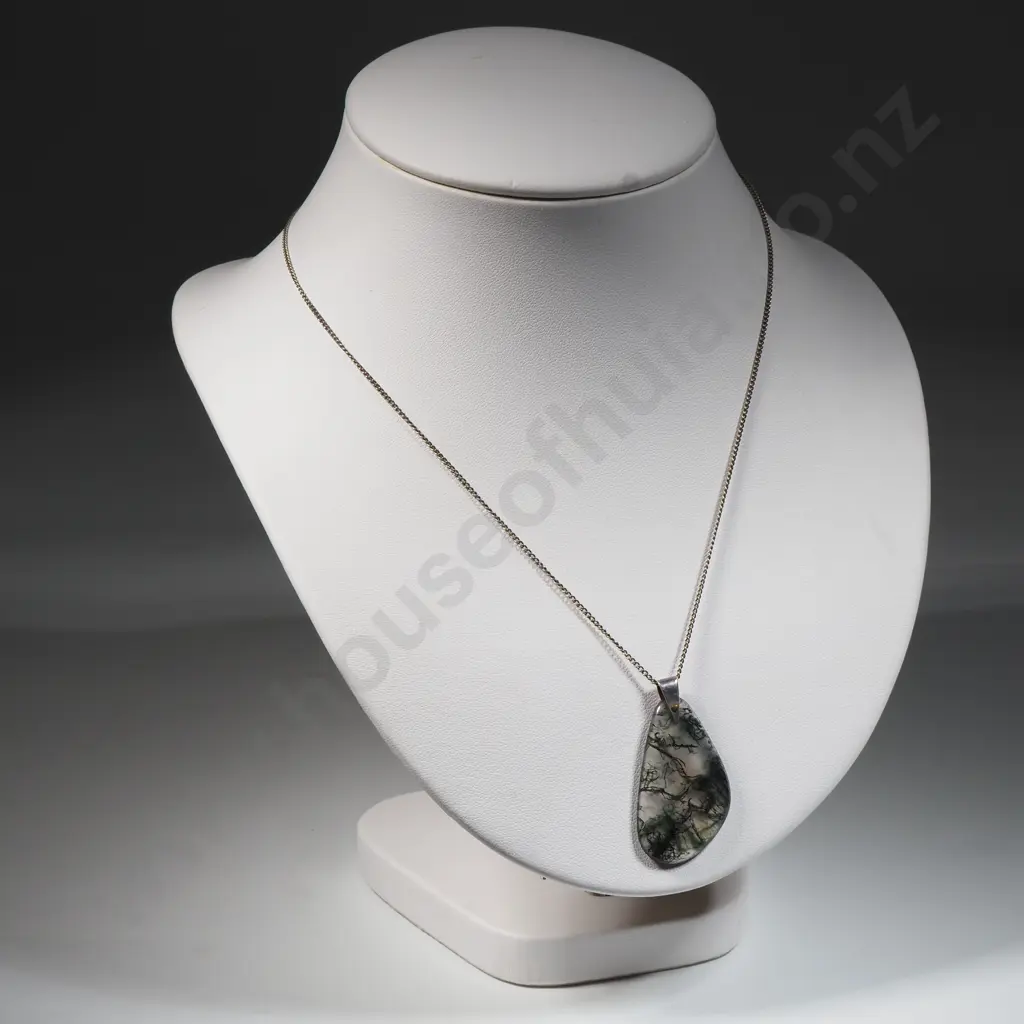 Mossy Agate Pendant on Chain Image 1++