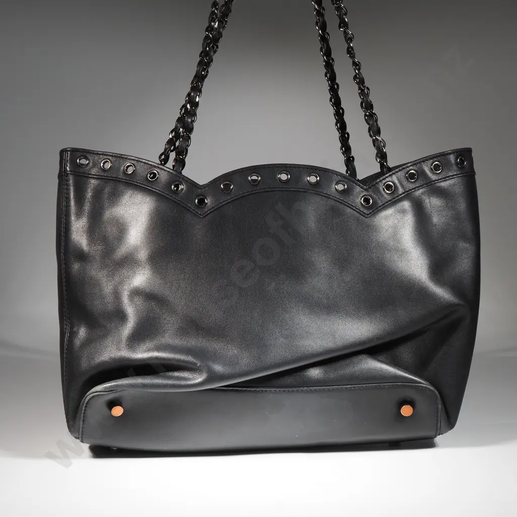 ANNE FONTAINE Giovanny Black Leather Tote Bag Image 1++