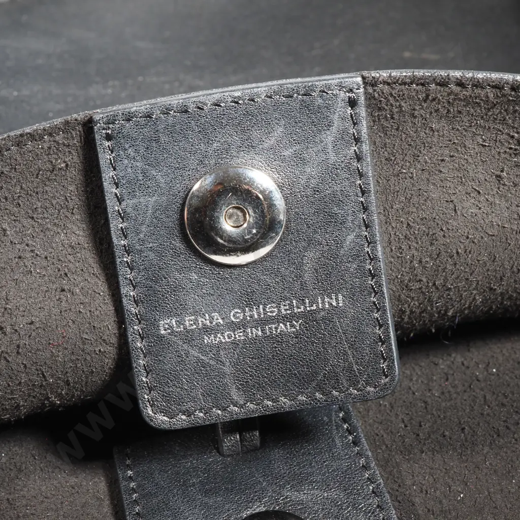 ELENA GHISELLINI Black Leather Tote Bag Image 1++