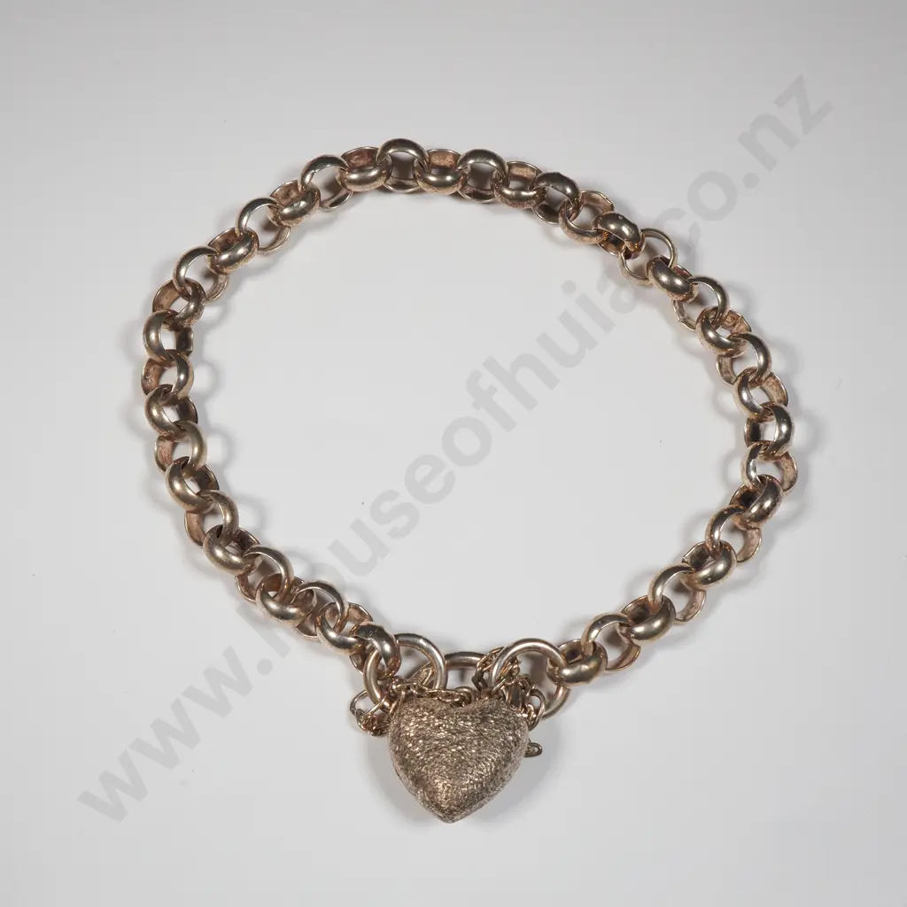 Sterling Silver Chain Bracelet with Textured Heart Locket Image 1++
