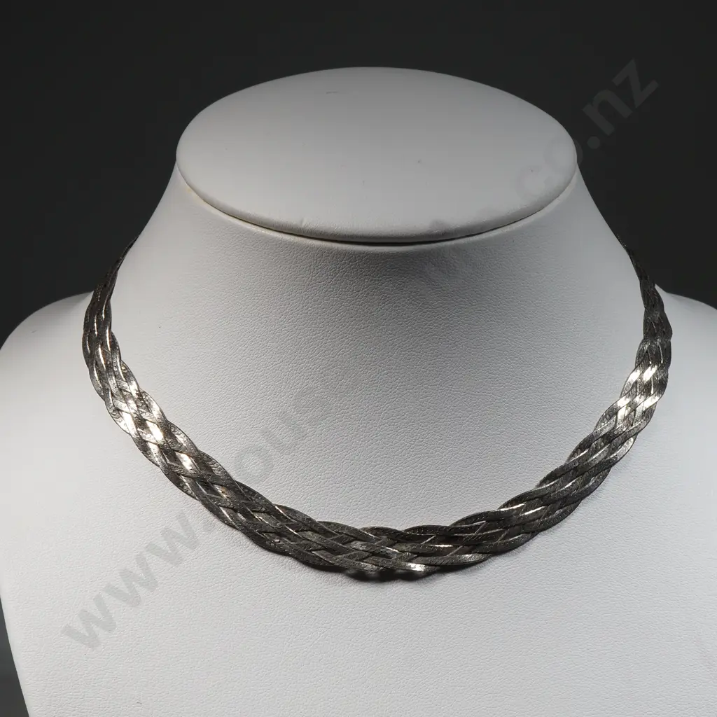 Sterling Silver Plaited Necklace  Image 1++
