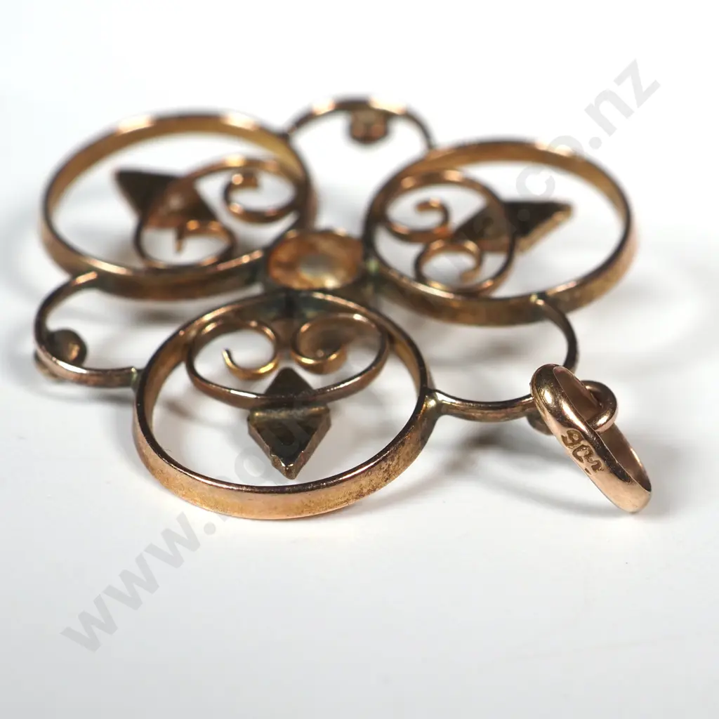 Edwardian Seed Pearl 9ct Gold Pendant Image 1++