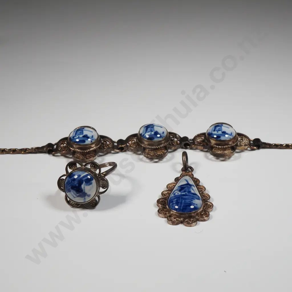 Sterling Silver Filigree Delft Bracelet, Ring & Pendant Image 1++