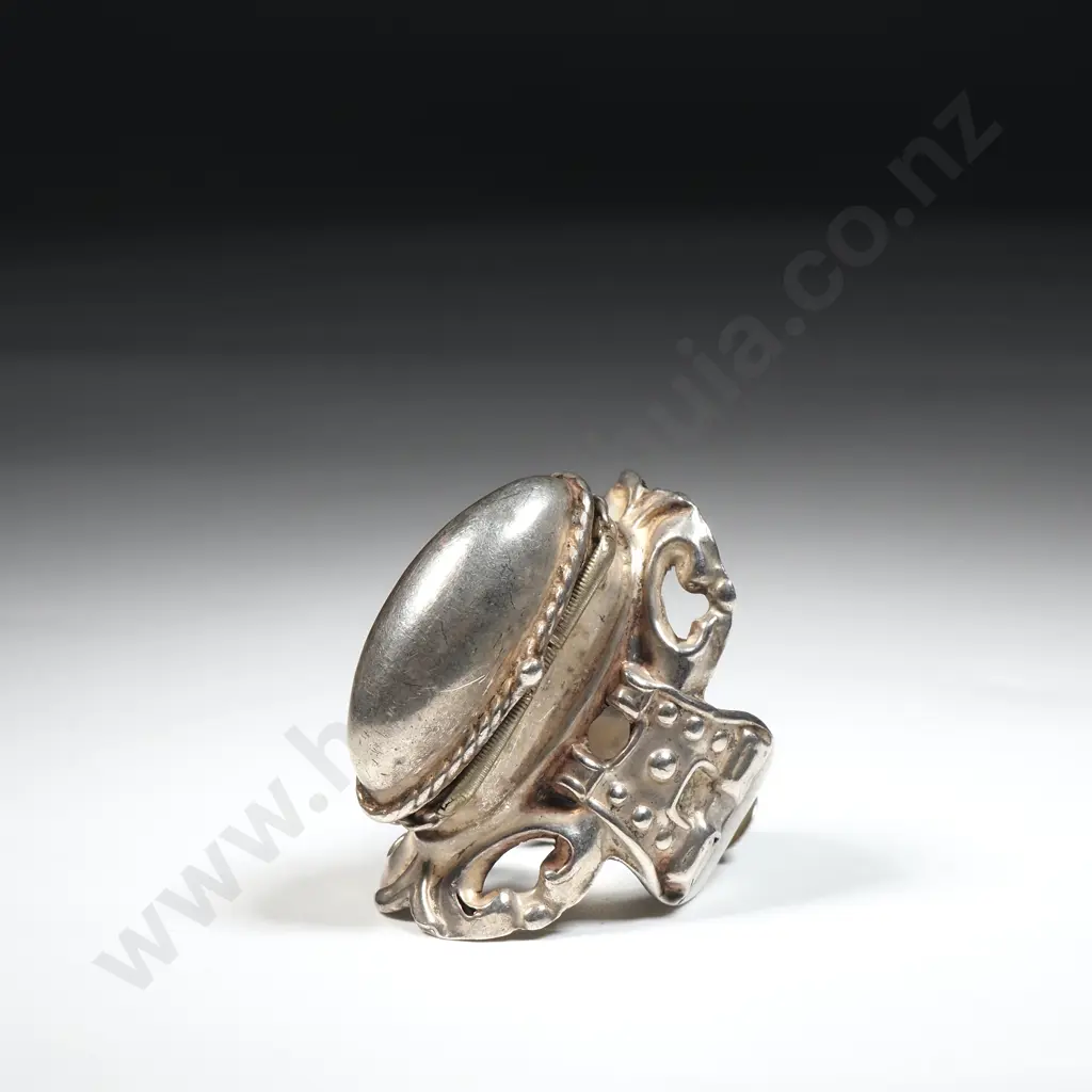 Large Sterling Silver Oval Poison Ring Image 1++