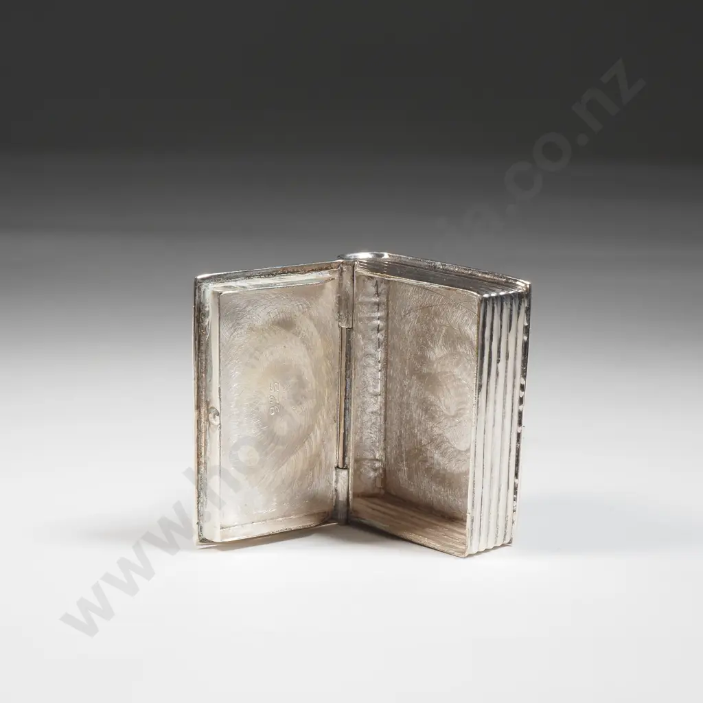 Small Box in The Form Of A Book with Engraved Spine. Marked 925  Image 1++