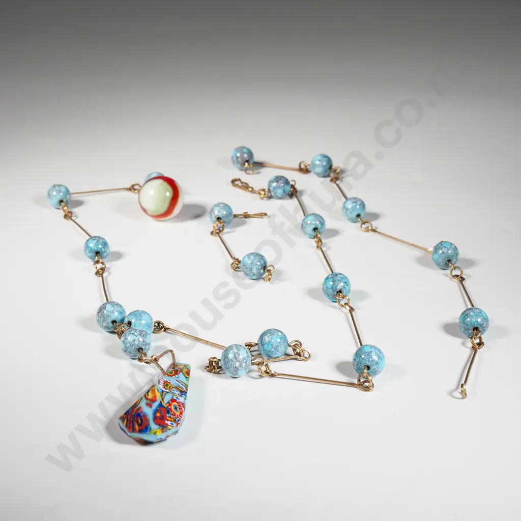 Rolled Gold Murano Glass Style Bead Necklace Image 1++