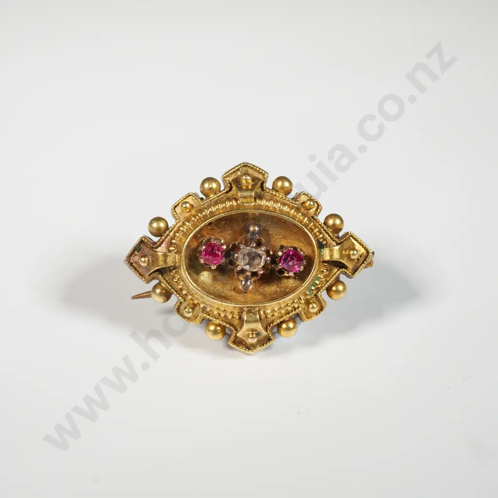 Antique 9ct Gold Emerald & Diamond Victorian Brooch A/F Image 1++